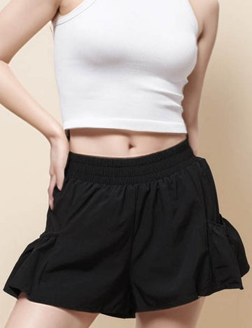 Ladies Elastic Waist Pockets Basic Mini Skirt SKS51300