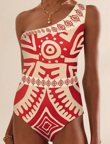 One Shoulder Totem Swimwear with Cover SKSW40159