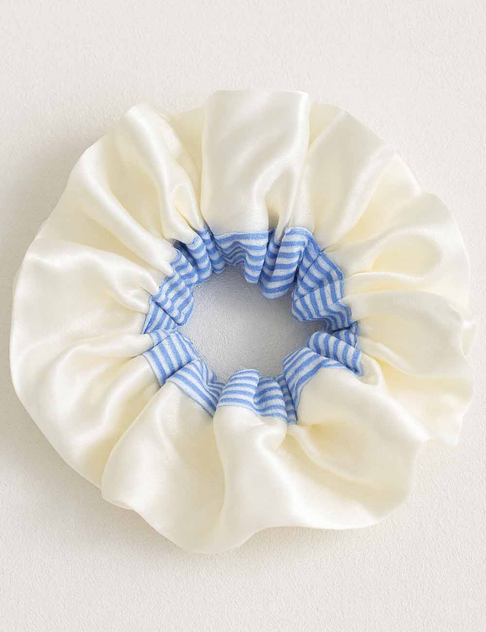 Ladies Sweet Plaid Color Block Satin Scrunchie