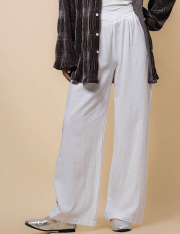 Ladies Elastic Waist Wide Leg Everyday Pants SKP41137