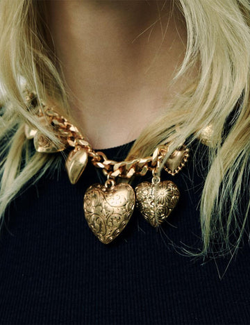 Ladies Valentine Heart Pandent Golden Necklace SKAJ4229