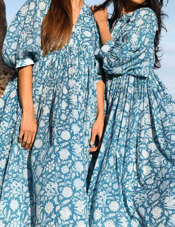 Ladies Floral String Tie Daily Long Dress SKD52001