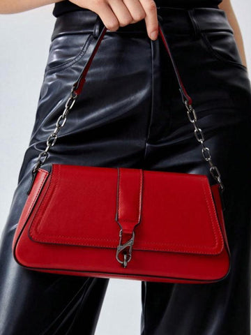 Ladies Trapezium with Metal Buckle Shoulder Bag SKOB230542DS