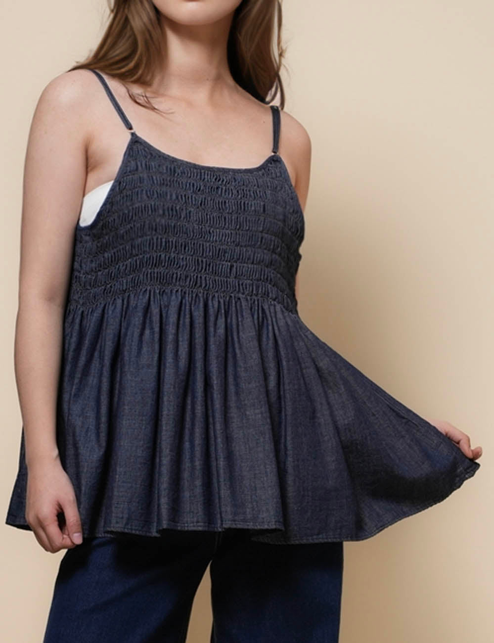 Ladies String Tie One Size Denim Cami Top SKT50122