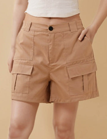 Ladies Solid Color Pocket Straight Leg Shorts