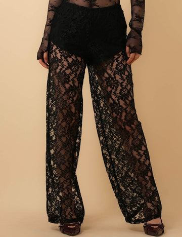 Ladies Lace Elastic Waist Hollow out Pants 8SKP51257