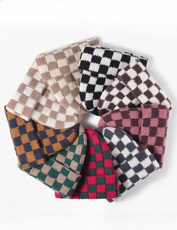 Ladies Color Block Square Fold Hem Sweater Hat SKAH4212
