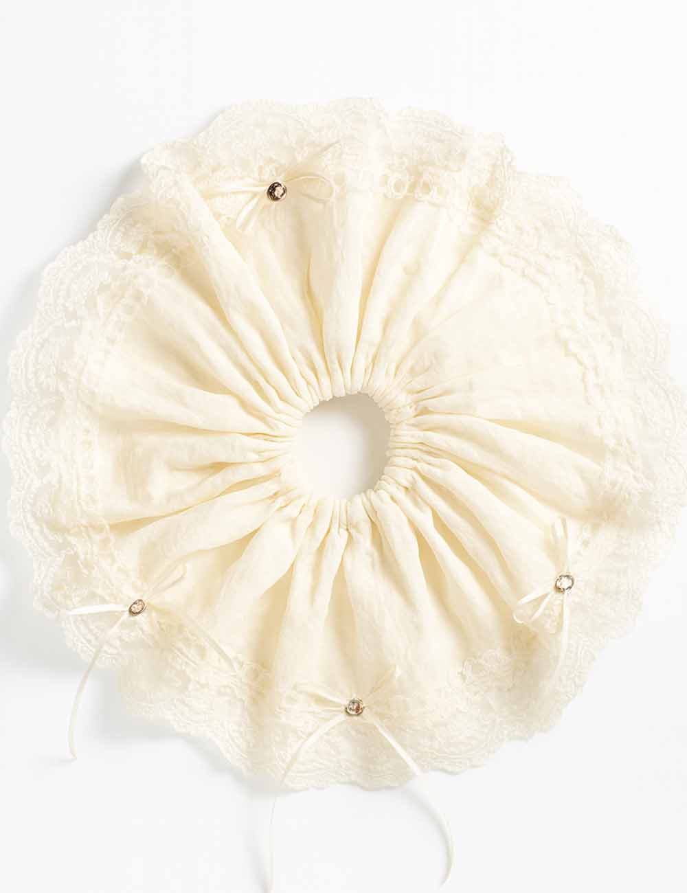 Ladies Sweet Fabric Lace Bow Hair Tie Scrunchie