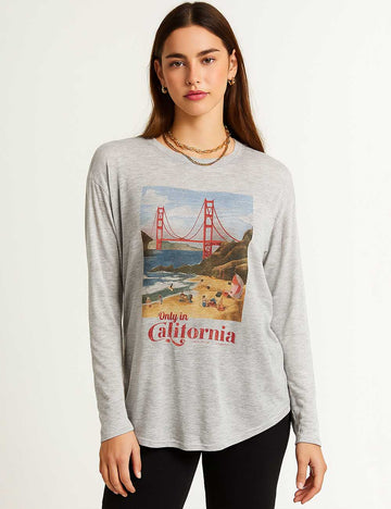 8SKT5K108 Ladies Print Long Sleeves Cozy T-Shirt