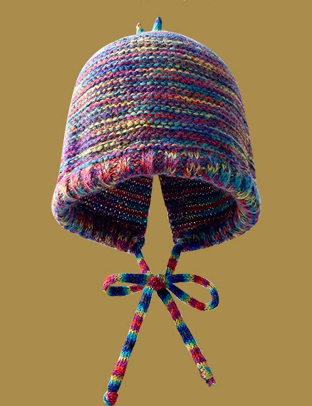 Ladies Multi Color Braided Cord Knit Hat