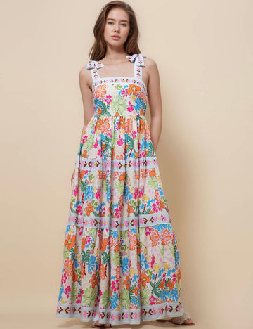 Ladies Strape Shoulder Floral Midi Dress SKD51139