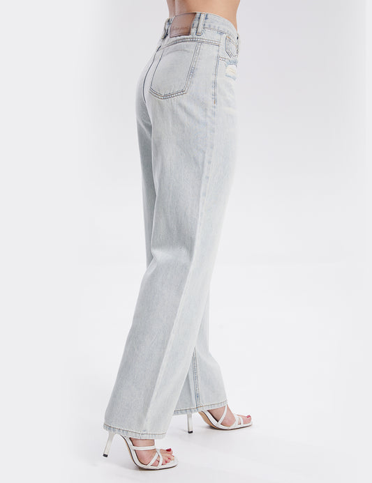 Ladies Denim Pants Solid Color Pockets Jeans SKP296