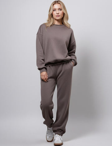 SWEETKAMA Ladies Solid Color Sweatshirt Jogger Pants Sets