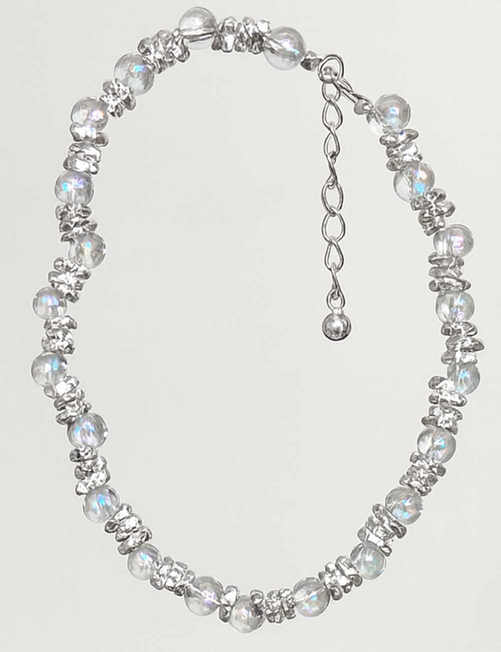 Ladies Colorful Bead Crushed Silver Tiny Light Bulb Bracelet