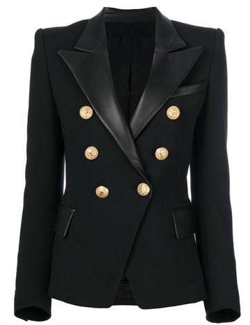 Ladies Turndown Collar PU Blazer SKT51039