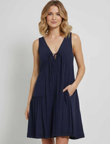 Ladies Sleeveless Solid Color Daily Short Dress SKD936