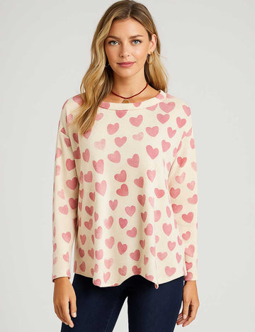 SKTX99 Ladies Love Print Long Sleeves Basic T-Shirt