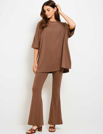 Ladie Long Sleeves Bell Leg Top & Pants 2PCS Set