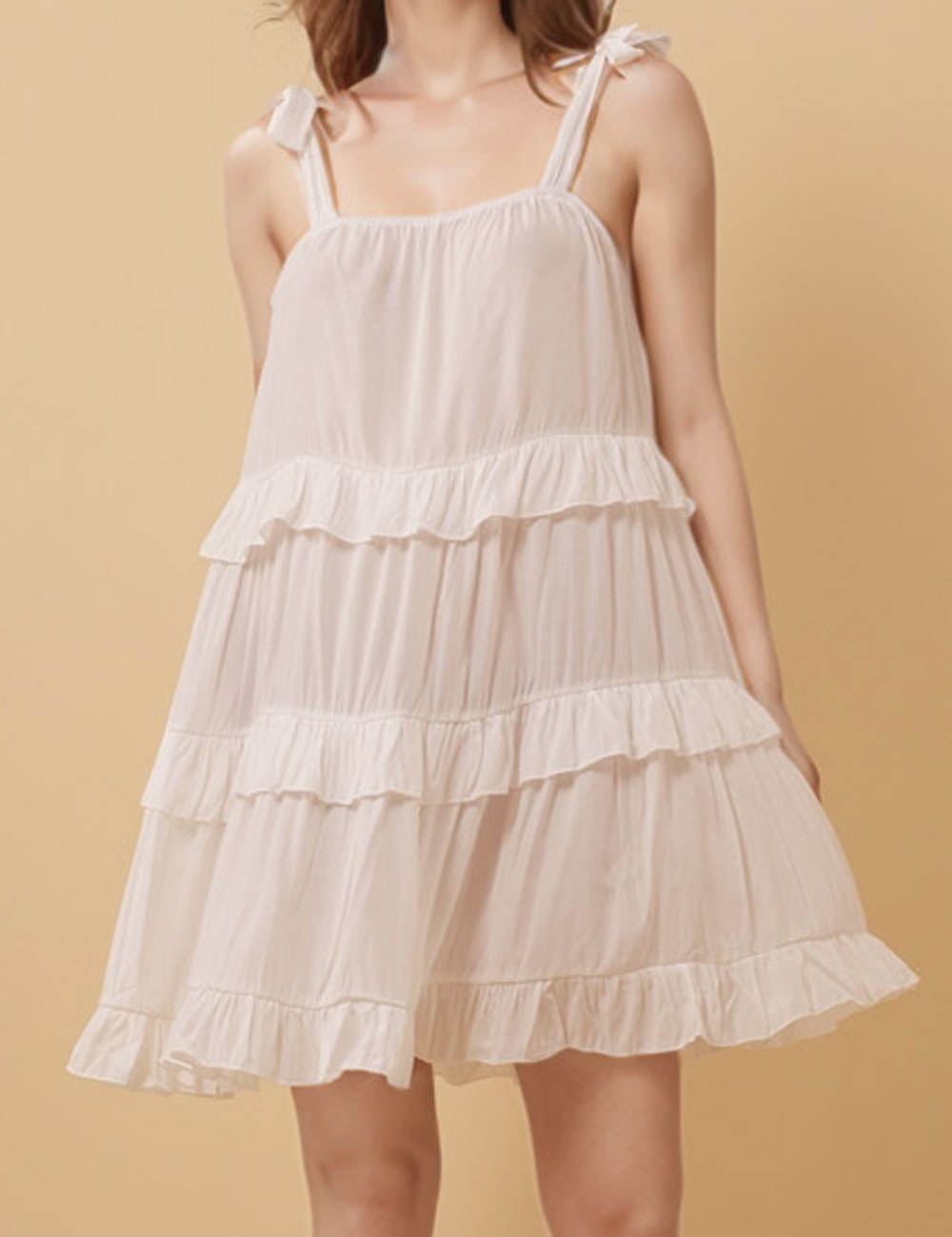 Ladies Square Neck Sleeveless Ruffle Mini Dress 8SKD51107