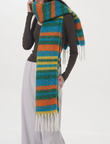 Ladies Color Block Stripe Everyday Scarf SKAS4196