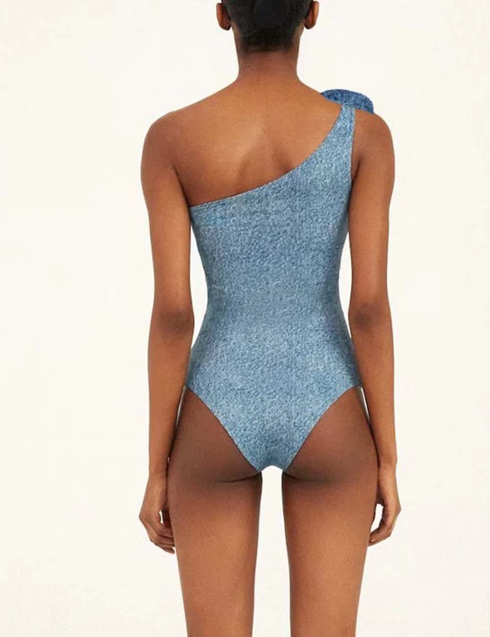 Ladies Off-Shoulder Hollow Out One Piece Swimwear with Salong