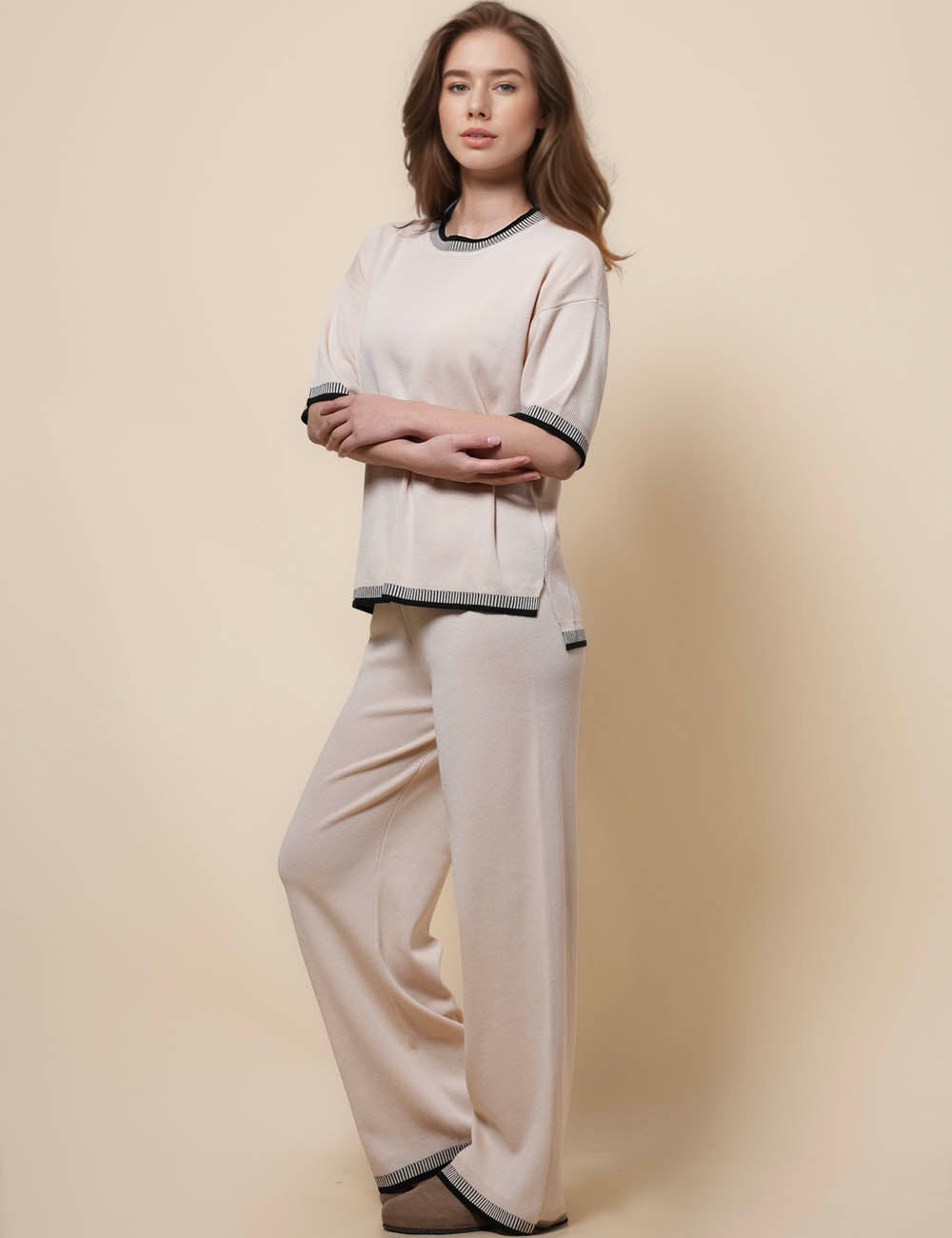 Ladies Top Pants Sweater 2PCS Lounge Set SKST41230