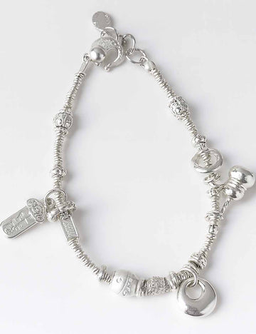 Ladies Little Gourd & Pangfu & Silver Disc Accent Pendants Bracelet