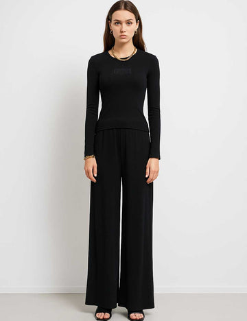Ladies Chic Solid Color NYC Top Pants 2PCS Set