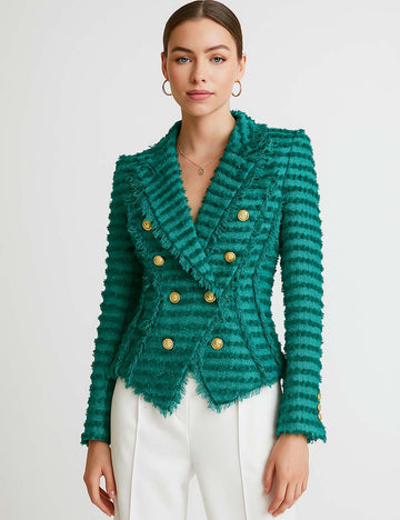 Ladies Tassel Tweed Blazer and Shorts Set L107