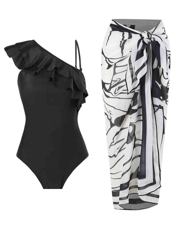 Ladies One Shoulder One Piece Swimwear with Salong