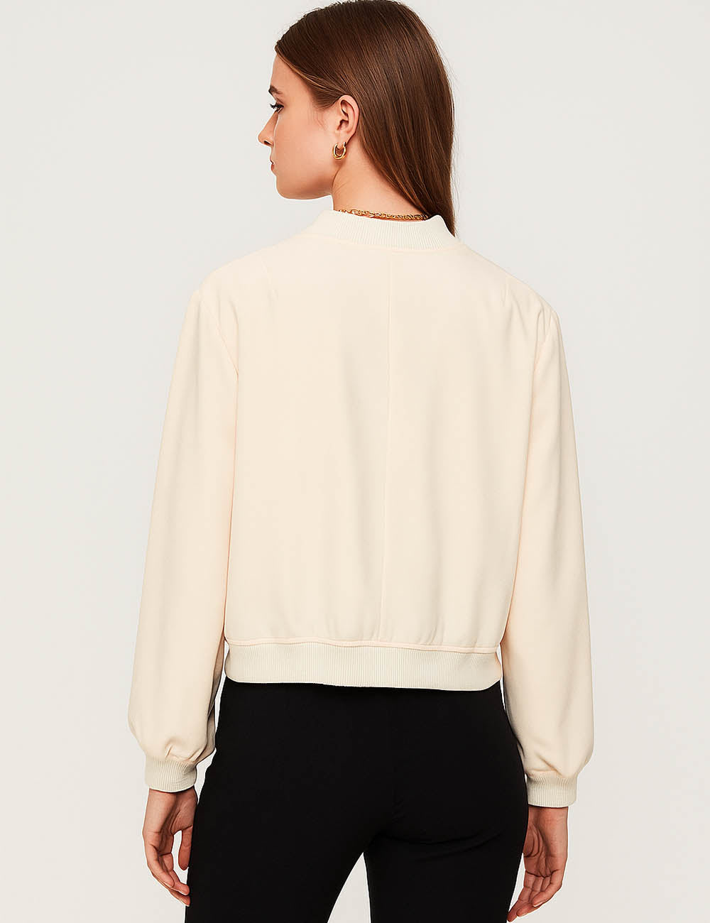 Solid Color Pocket Long Sleeves Collar Jacket A19621