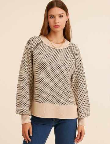Ladies Pullover Jacquard Long Sleeves Knit Sweater