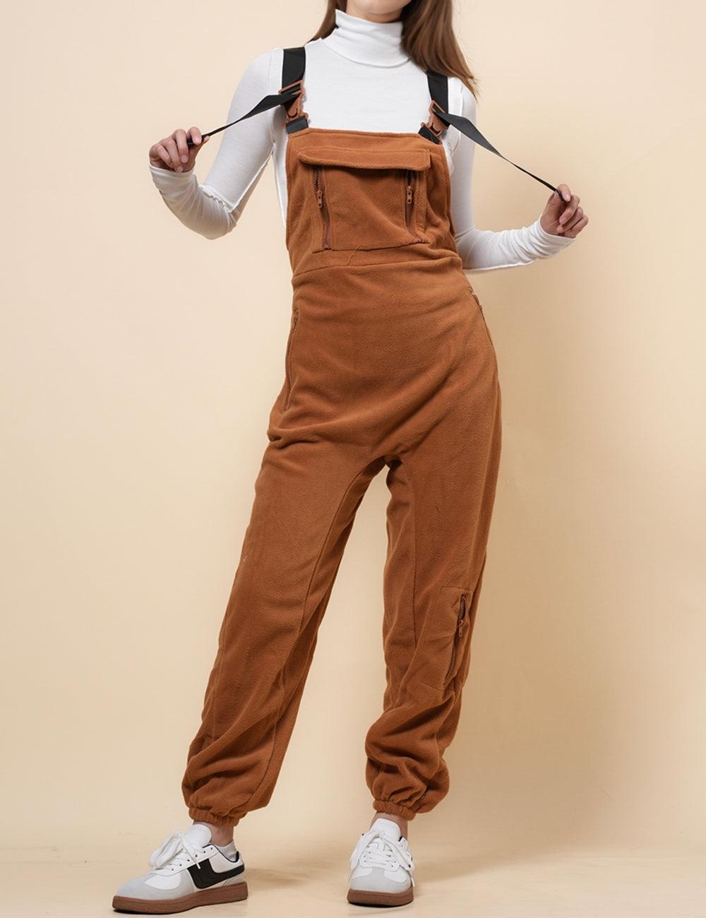 Ladies Fleece Sleeveless Jumpsuit Strape Shoulder Overall SKJ4898