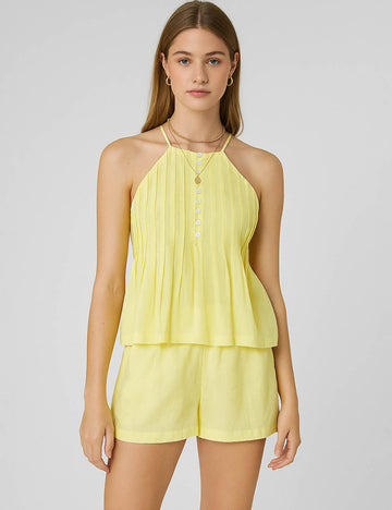 Ladies Chic Pleated Sleeveless Tank Top & Shorts 2PCS Set