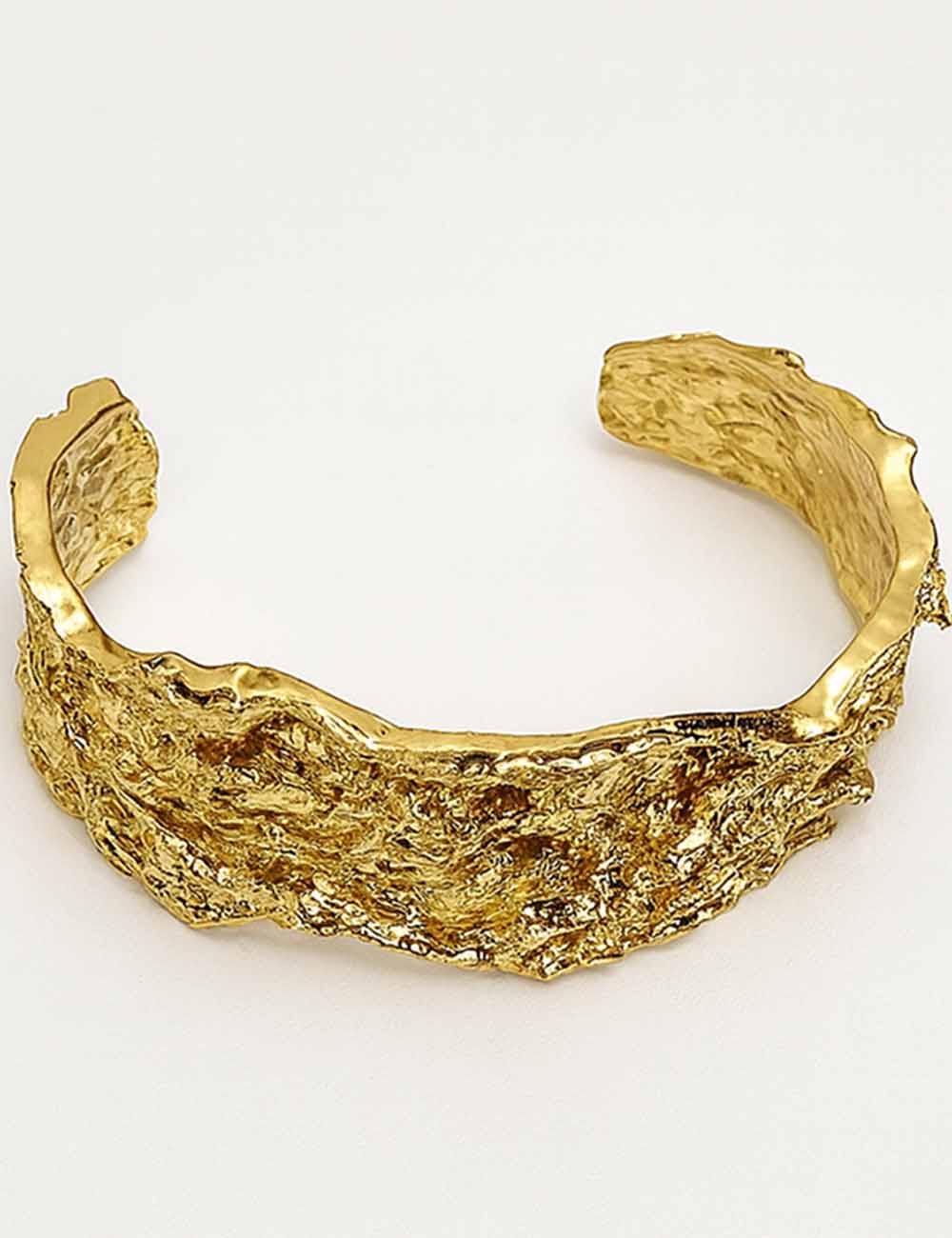 Ladies Luxury Uneven Wrinkled Metal Bangle