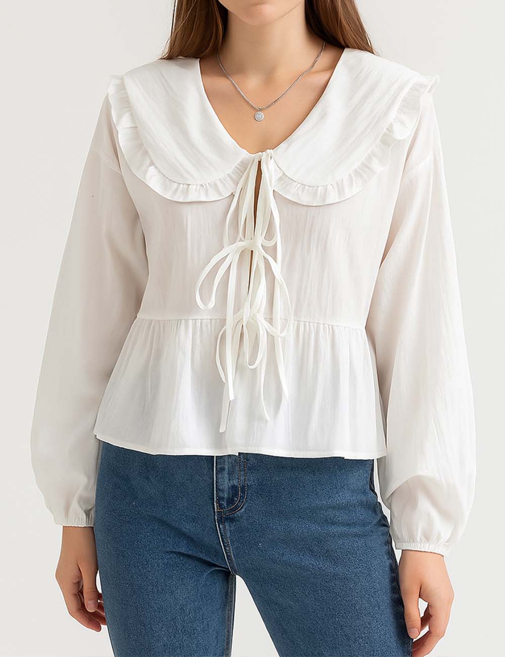 Ladies Solid Color Turndown Collar Shirt B63060