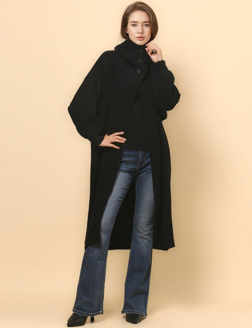 Ladies Solid Color Open Front Knit Cardigan SKT4688