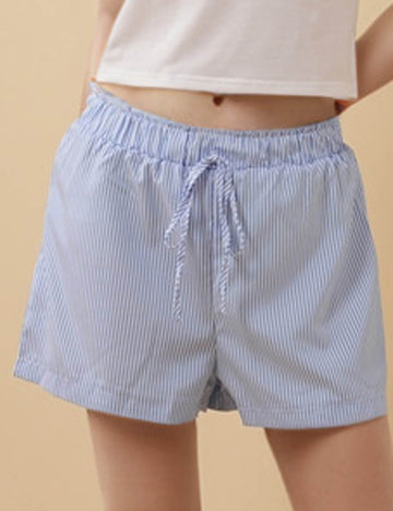 Ladies Color Block Stripe Drawstring Shorts SKS5CF69