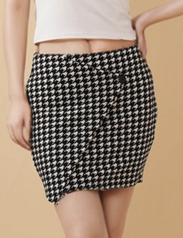 Ladies Houndstooth Hip Wrap Mini Skirt 8SKS51359