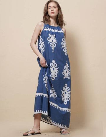 Ladies Halter Sleeveless Floral Print Midi Dress SKD51025