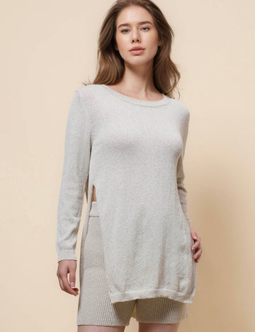 Ladies Round Neck Pullover Sweater&Shorts Set SKST41254
