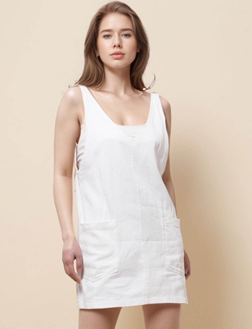Ladies V-Neck Sleeveless Denim Mini Dress SKD51255