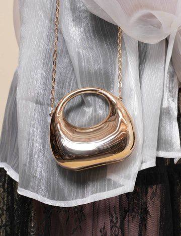 Ladies Arcylic Golden Tiny Shoulder Bag SKAB50261