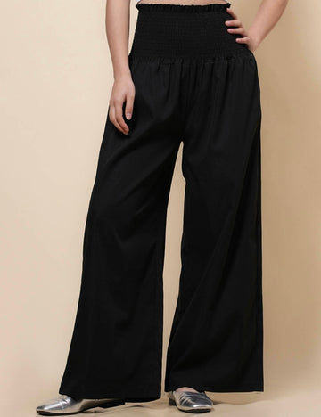 Ladies Elastic Waist Wide Leg Everyday Pants SKP41139