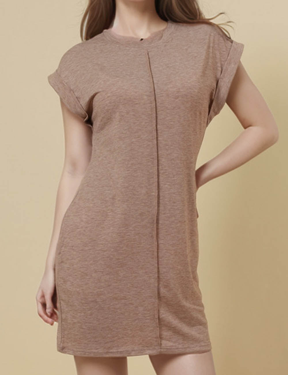 Ladies Round Neck Short Sleeves Mini Dress SKD51237