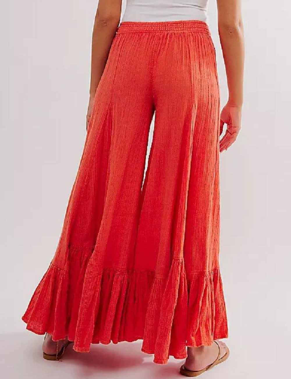 Ladies Exaggerated Wide Leg Mid Rise Flare Pants SKP187