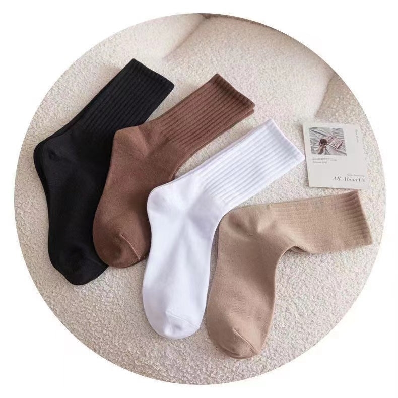 Ladies Rib Cuff Solid Color Over Ankle Socks SKASC4180