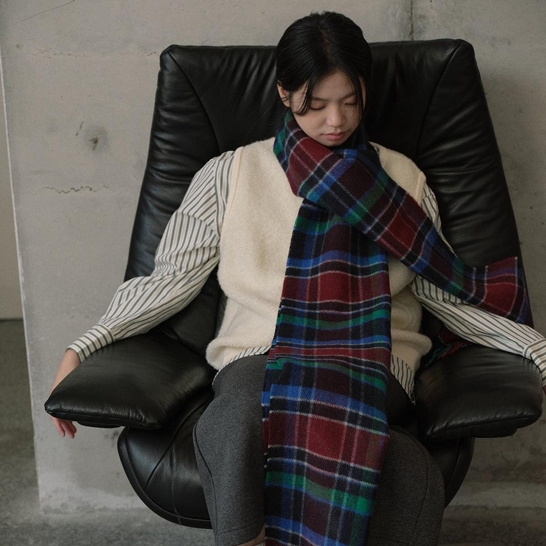 Ladies Color Blocks Check Scarf YN030