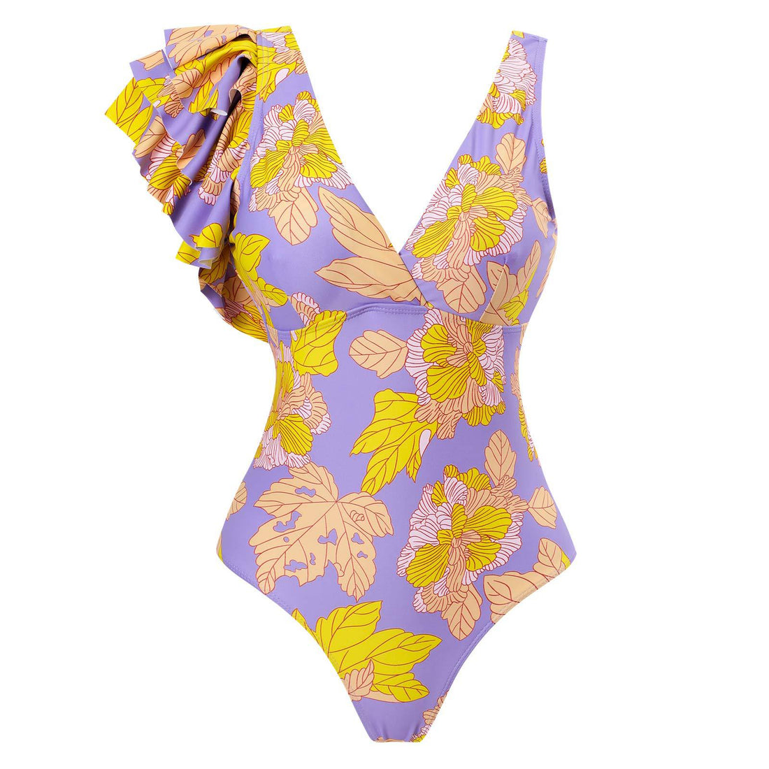Ladies Ruffle Should Floral One Piece Swimsuit SKSW40134