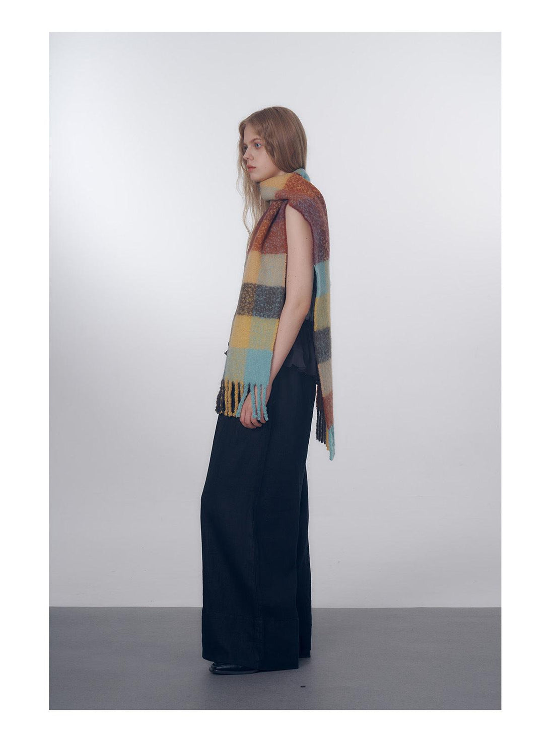 Ladies Vintage AC Plaids Tassel Wool Blend Soft Scarf YN003